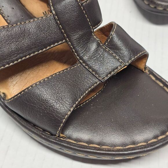 Born Wedged Sandals In Brown Leather 8 - Picture 4 of 8